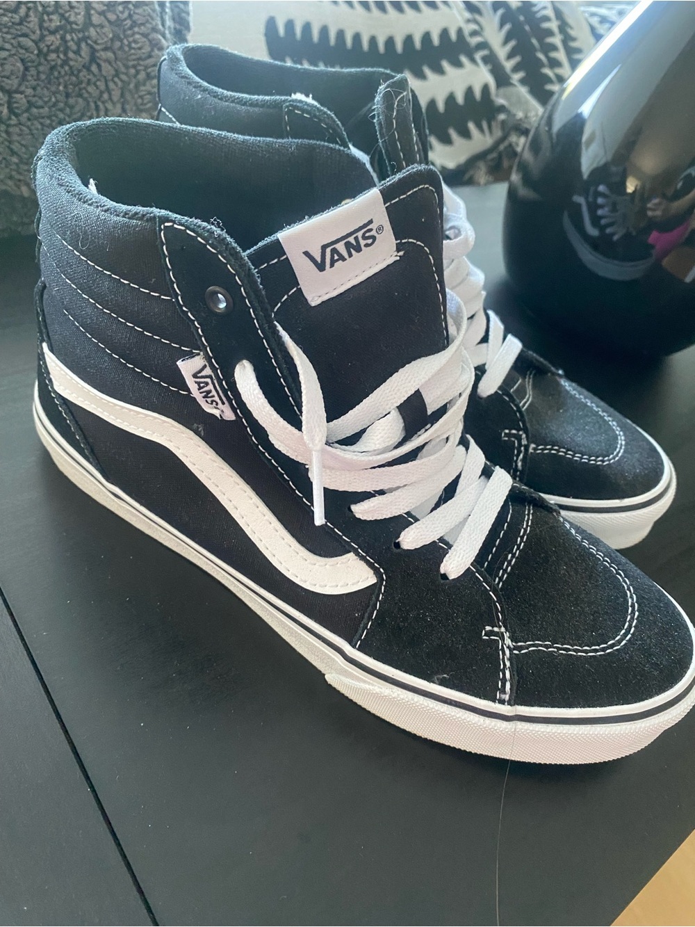 Vans Black and White Kids High-Top Sneakers